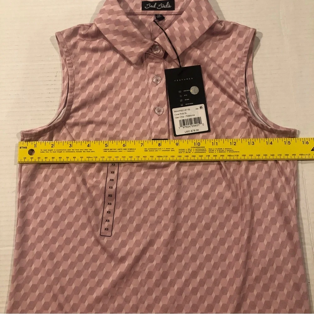 Bad Birdie Women's Size XS Core Polo SL Sleeveless Golf Geo Chip Petaluma - Picture 6 of 8